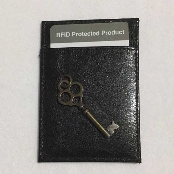 Black Leather RFID Protected Card Holder - Picture 3 of 3
